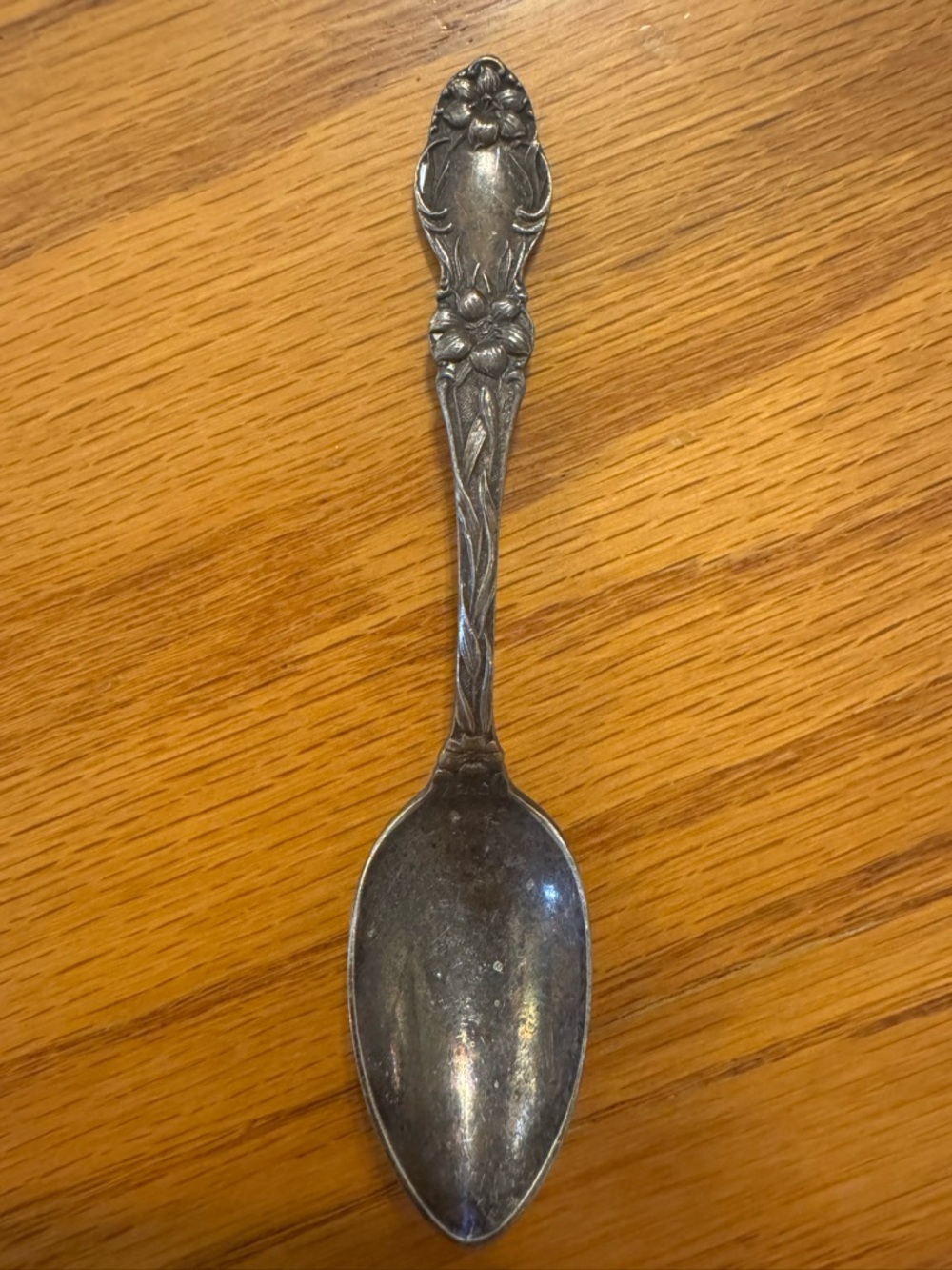Antique Floral-Handle Silver Souvenir Spoon ✨